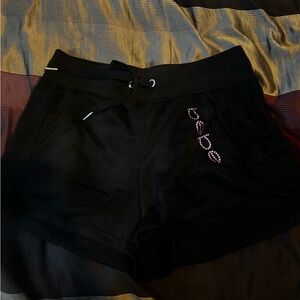 Bebe Sport Shorts, Black and Pink, Small